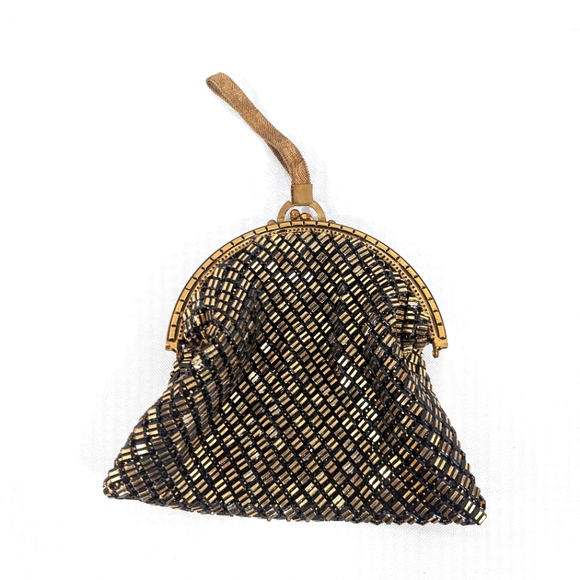 Whiting & Davis Co Mesh Gold Metal Formal Handbag Vintage - Picture 2 of 10
